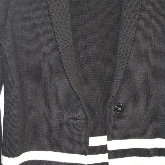Loft Sailor Knit Jacket Black with White Stripes, One Button Front, Size XS - Picture 11 of 12